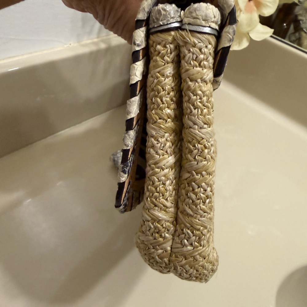 Coach Natalie Straw clutch with Python embossed l… - image 6